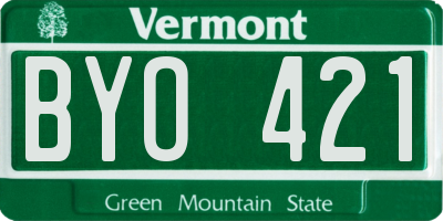 VT license plate BYO421