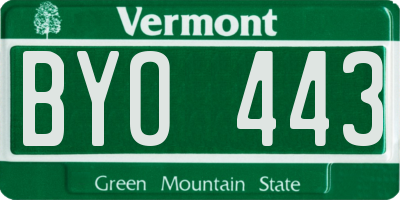 VT license plate BYO443