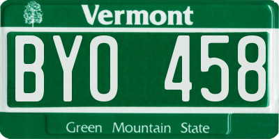 VT license plate BYO458