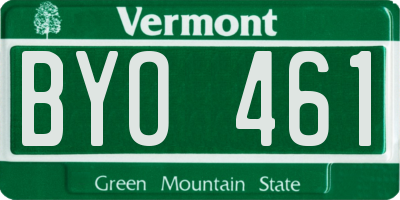 VT license plate BYO461