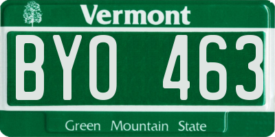VT license plate BYO463