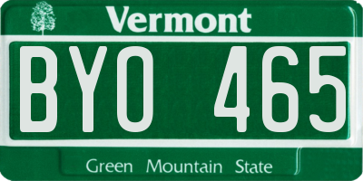 VT license plate BYO465