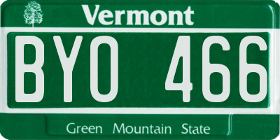 VT license plate BYO466
