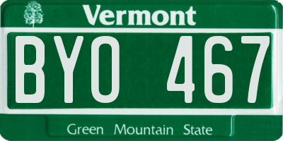 VT license plate BYO467
