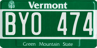 VT license plate BYO474