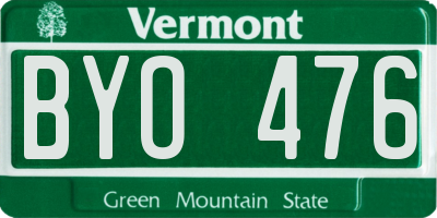 VT license plate BYO476
