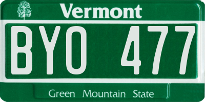 VT license plate BYO477