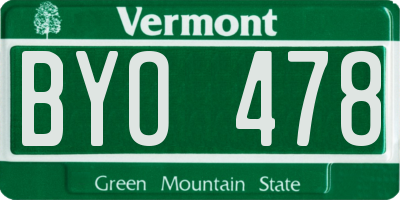 VT license plate BYO478