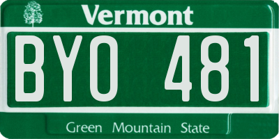 VT license plate BYO481