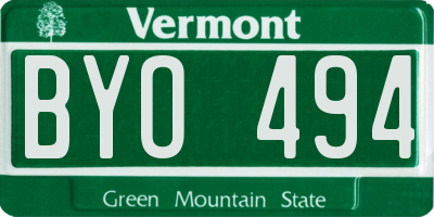 VT license plate BYO494