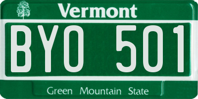 VT license plate BYO501