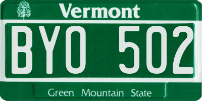 VT license plate BYO502