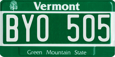 VT license plate BYO505