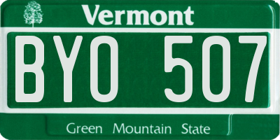 VT license plate BYO507