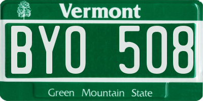 VT license plate BYO508