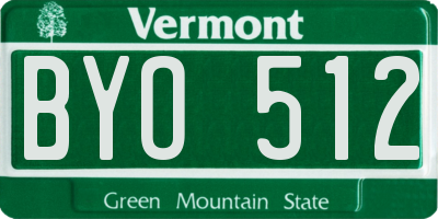 VT license plate BYO512