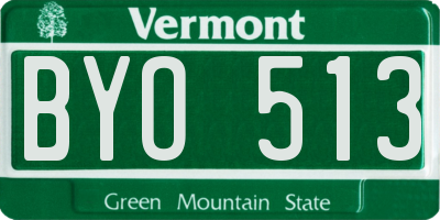 VT license plate BYO513