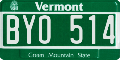 VT license plate BYO514