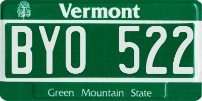 VT license plate BYO522