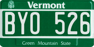VT license plate BYO526
