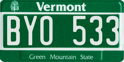 VT license plate BYO533