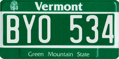 VT license plate BYO534