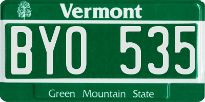 VT license plate BYO535