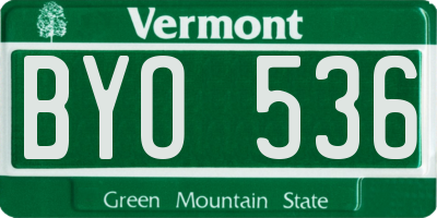 VT license plate BYO536