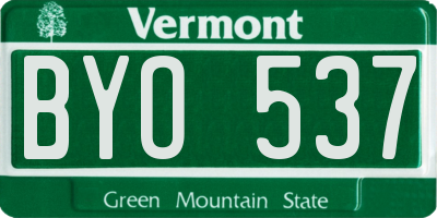 VT license plate BYO537