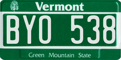 VT license plate BYO538