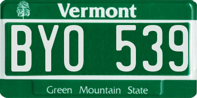 VT license plate BYO539