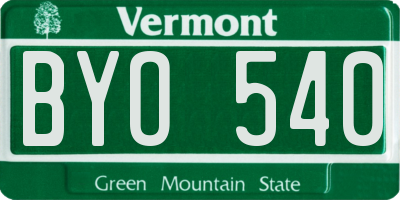 VT license plate BYO540