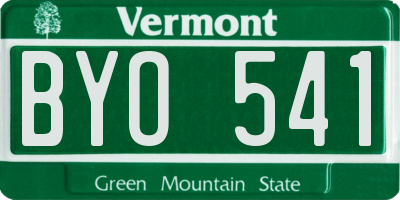 VT license plate BYO541