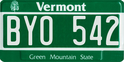 VT license plate BYO542