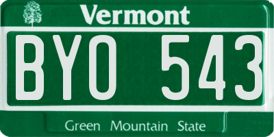 VT license plate BYO543