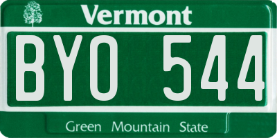 VT license plate BYO544