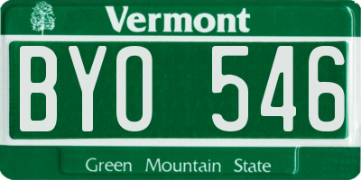 VT license plate BYO546