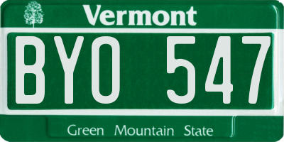 VT license plate BYO547