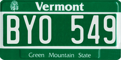 VT license plate BYO549