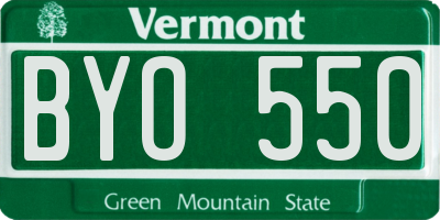 VT license plate BYO550