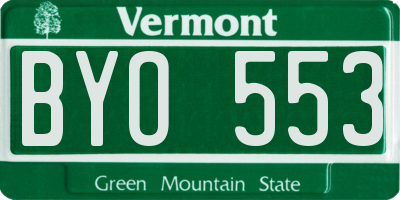 VT license plate BYO553