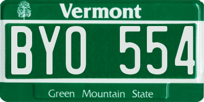 VT license plate BYO554