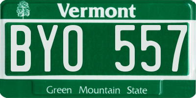 VT license plate BYO557