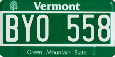 VT license plate BYO558
