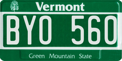 VT license plate BYO560