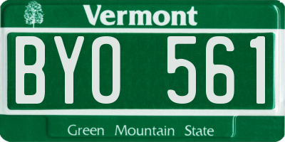 VT license plate BYO561