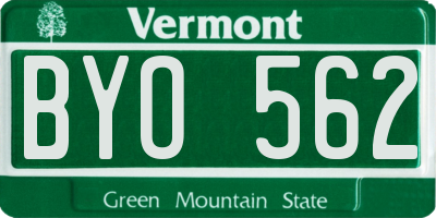 VT license plate BYO562