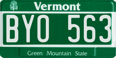 VT license plate BYO563