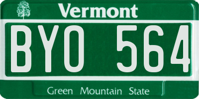 VT license plate BYO564