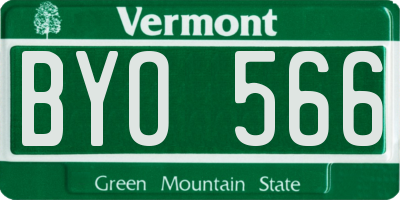 VT license plate BYO566